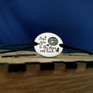 Bratara Love you to the moon and back - Argint 925, snur negru