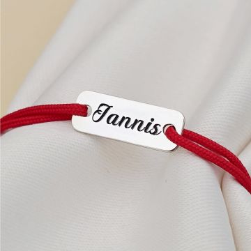 Bratara Placuta cu nume - Bebe - Argint 925, snur rosu