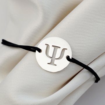 Bratara PSI - Simbol Psihologie - decupat - Argint 925, snur negru