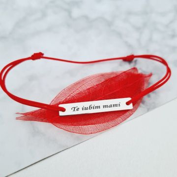 Bratara - Te iubim mami - Argint 925, snur rosu
