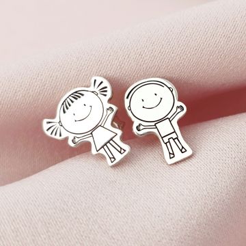 Cercei Fetita si Baiat siluete - Argint 925