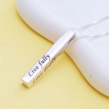 Lantisor cu pandantiv bara plina argint masiv personalizata - Argint 925