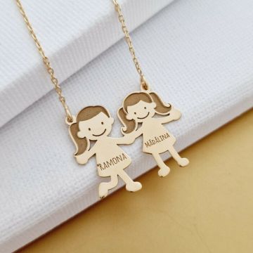 Lantisor Familie - 2 Membri - Argint 925 placat cu Aur 18K