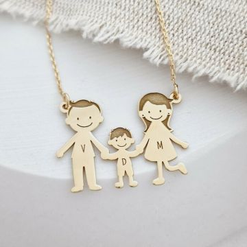 Lantisor Familie - 3 Membri - Argint 925 placat cu Aur 18K