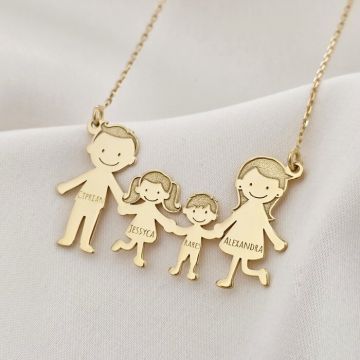 Lantisor Familie - 4 Membri - Argint 925 placat cu Aur 18K