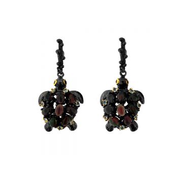 Cercei din argint cu opal, topaz si safir