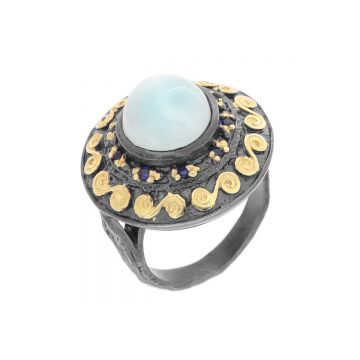 Inel din argint cu larimar si safir