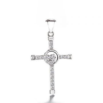 Pandantiv argint 925, JW1298, model cruce, placat cu rodiu