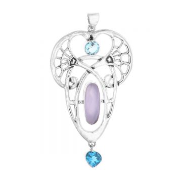 Pandantiv din argint cu calcedonia si topaz bleu