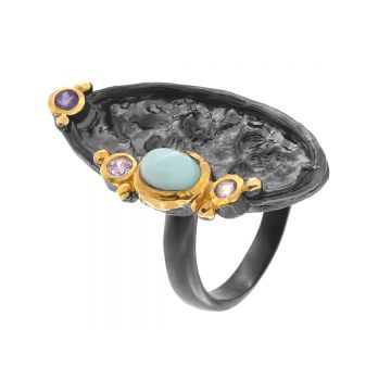 Inel din argint cu larimar