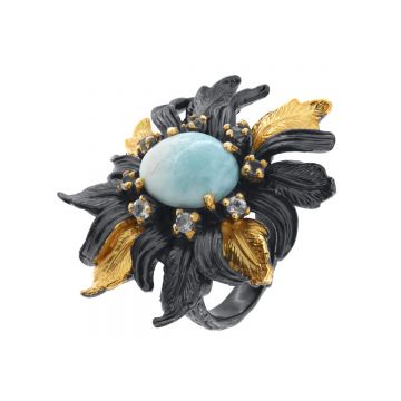 Inel din argint cu larimar