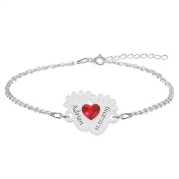 Clau - Bratara personalizata picioruse din argint 925 si cristal Swarovski