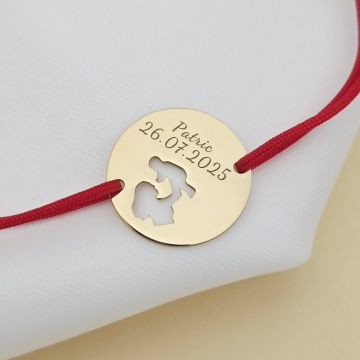 Bratara personalizata - Mama&bebe - Argint 925 placat cu Aur Galben 18K, snur reglabil - diverse culori