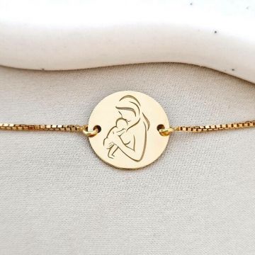 Bratara personalizata - Proaspata Mamica - Argint 925 placat cu Aur Galben 18K - Lantisor glisant ajustabil