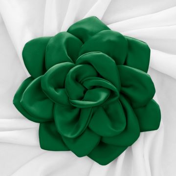 Brosa floare verde satinata cu diametru de 25 cm, cu clips pentru par
