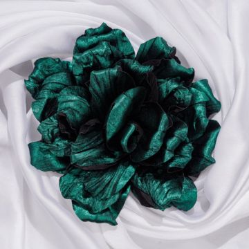 Brosa verde metalizat, floare cu diametru de 15 cm, cu clips pentru par