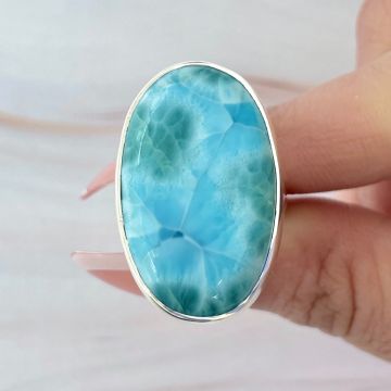 Inel ajustabil cu piatra larimar din argint model 4