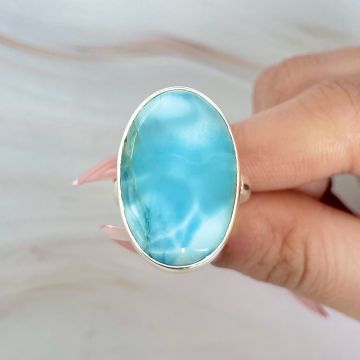 Inel ajustabil cu piatra larimar din argint model 7