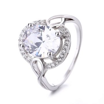 Inel argint 925, JW1308, model elegant cu piatra, placat cu rodiu