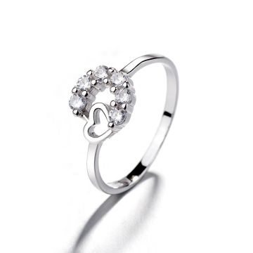 Inel argint 925, JW1380, model inima si potcoava, placat cu rodiu