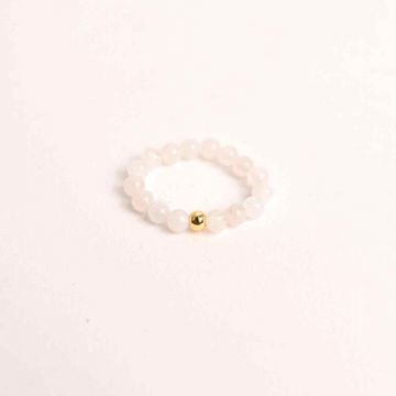 Inel elastic cu biluta aurie si margele 4 mm din pietre naturale Piatra Lunii