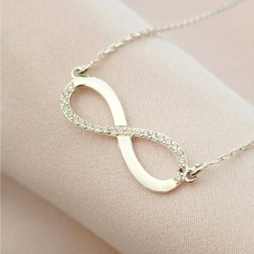 Lantisor infinit decorat cu Zirconii albe - Argint 925