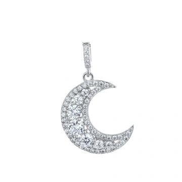 Pandantiv argint 925, JW1283, model semiluna, placat cu rodiu