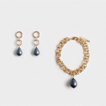 Set 2 piese brățară și cercei Lestari - Biały