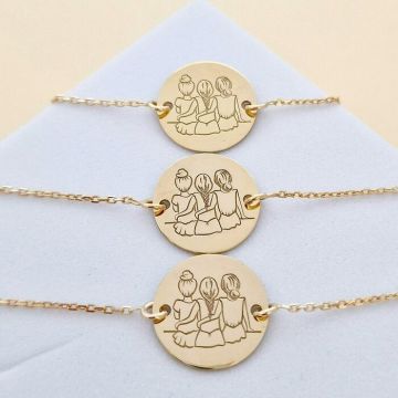 Set Cadou 3 bratari surori / prietene - banut si lantisor din Argint 925 placat cu Aur Galben 18K