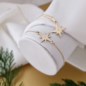 Set festiv - Gratia Stelara - Bratara si lantisor stea cu Diamant natural - Aur Galben 9K