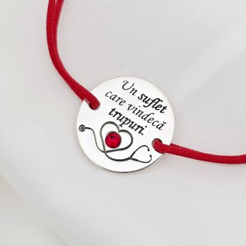 Bratara Un suflet care vindeca - Argint 925 si Cristal Swarovski - Snur reglabil