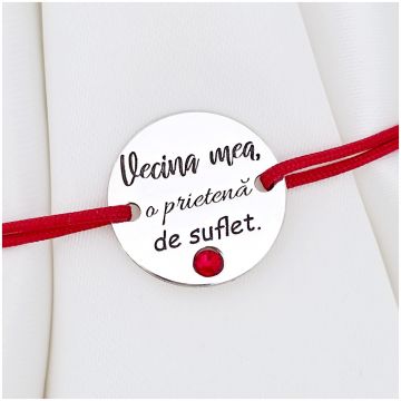 Bratara Vecina mea- Argint 925 si Cristal Swarovski - Snur reglabil