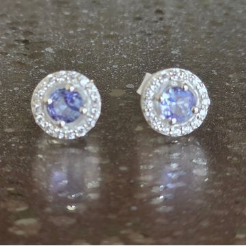 Cercei stud tanzanit, topaz din argint model 3