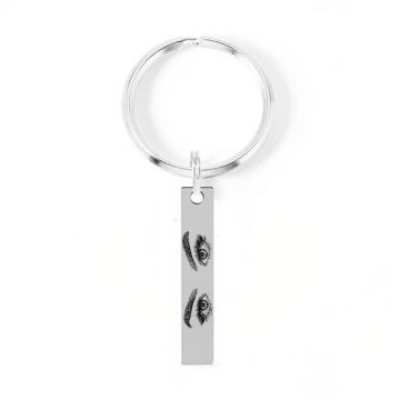 Eyes  - Breloc personalizat cu fotografia ochilor din argint 925 si inel de inox