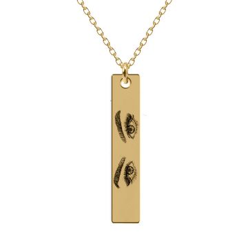 Eyes - Colier personalizat cu fotografia ochilor si tablita din argint 925 placat cu aur galben 24K