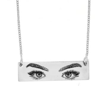 Eyes - Colier personalizat cu fotografia ochilor si tablita orizontala din argint 925