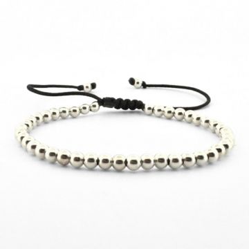 Bratara cu snur si Bile din Argint 925 4 mm, Unisex