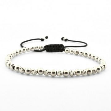 Bratara cu snur si Bile din Argint 925 4mm, Unisex