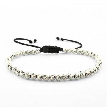 Bratara cu snur si Bilute din Argint 925 de 4 mm, Unisex