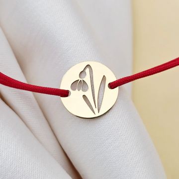 Bratara Fragment de Ghiocel - Argint 925 placat cu Aur Galben 18K - Snur reglabil, diverse culori