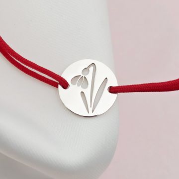 Bratara Fragment de Ghiocel - Argint 925 - Snur reglabil, diverse culori