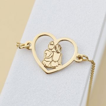 Bratara Inima Surorilor cu lantisor dama – Argint 925 placat cu Aur Galben 18K