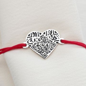 Bratara QR Code - Mesaje din inima - Argint 925 - Snur reglabil