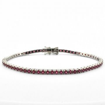 Bratara Tennis Argint 925, Cristale Zirconiu Fucsia 2mm, Lungime 19 cm, pentru Dama
