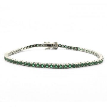 Bratara Tennis Argint 925, Cristale Zirconiu Verde 2mm, Lungime 19 cm, pentru Dama