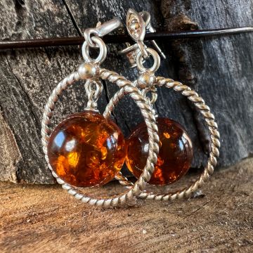 Cercei argint cu chihlimbar Amber1
