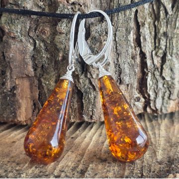 Cercei argint cu chihlimbar Amber10