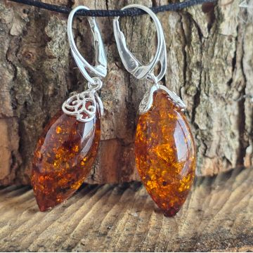 Cercei argint cu chihlimbar Amber7