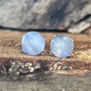 Cercei stud selenit albastru 8 mm