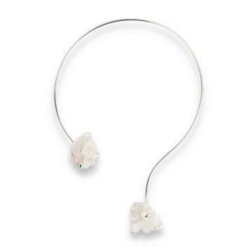 Colier Choker Argintiu cu Cristal de Stanca ,   Echilibru si Claritate Energetica